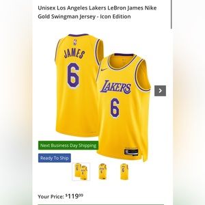 NEW Lakers LeBron James Nike Gold Swingman Jersey - Icon Edition